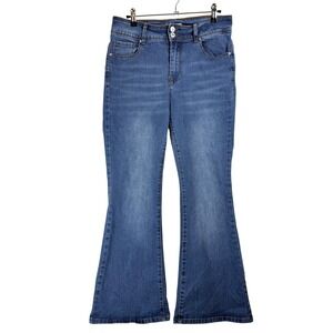 Blue Savvy Flare Jeans Womens 11/30 Blue Excellent High Rise Stretch Bell Bottom